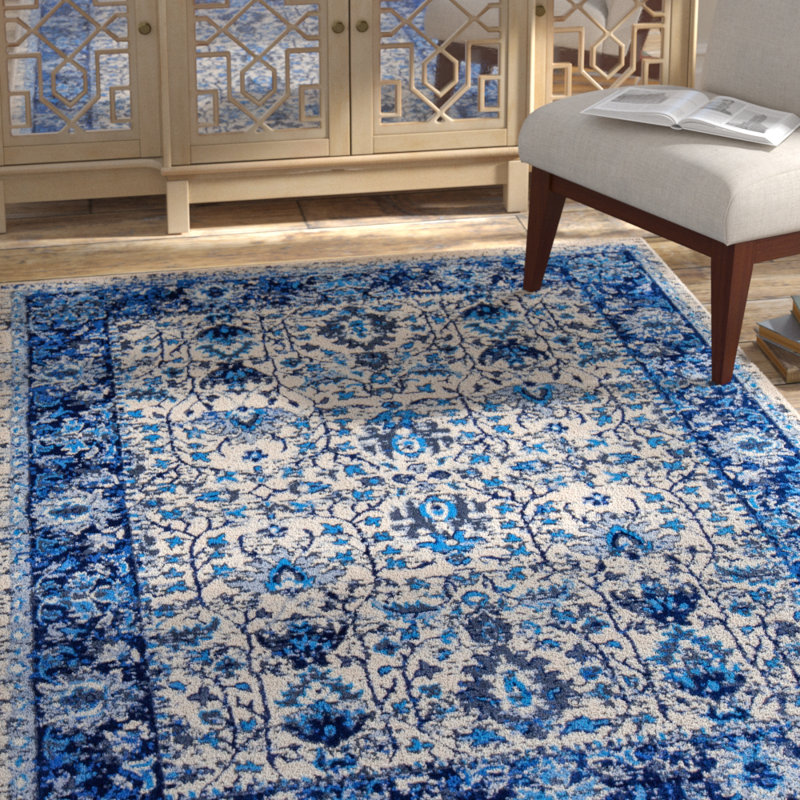 Bloomsbury Market Royalwood Traditional Blue/Cream Area Rug & Reviews